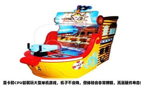 显卡和CPU较弱玩大型单机游戏，机子不会烧，但体验会非常糟糕，而且硬件寿命会加速缩短。所谓“烧”通常指瞬间击穿或起火，这在正常供电和散热条件下几乎不可能发生，因为主板和电源有过流保护，CPU和显卡也有温度墙，到了临界值会自动降频或断电。但弱硬件跑大型游戏时，长期处于满负荷高温状态，电子迁移和电容老化会明显加快，导致蓝屏、花屏、死机，甚至最终无法开机。
